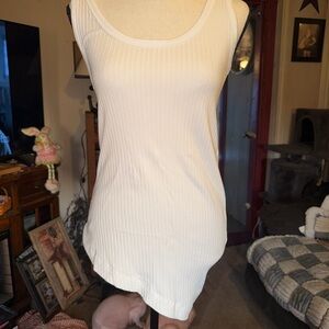 Dries Van Noten White Ribbed Tank Top